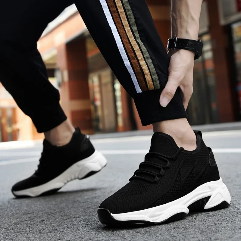 

Lace Up Invisible Height Increasing Shoe 10cm Breathable Upper Soft Sole Wear-resistant Design Round Toe Comfortable Sports Shoe