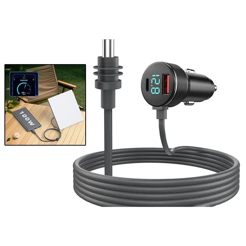 

Car Charging 12V-24V Adapter Power Delivery Cable Fast Charging Vehicle Power Adapter Converter 2M ABS Material
