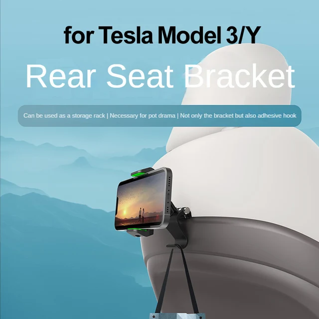 Dla Tesla Model 3/Y Uchwyt na telefon komórkowy na tylnym siedzeniu samochodu Model 3 Model Y 2023 Akcesoria wewnętrzne 360 °   Obrotowy stojak z haczykiem