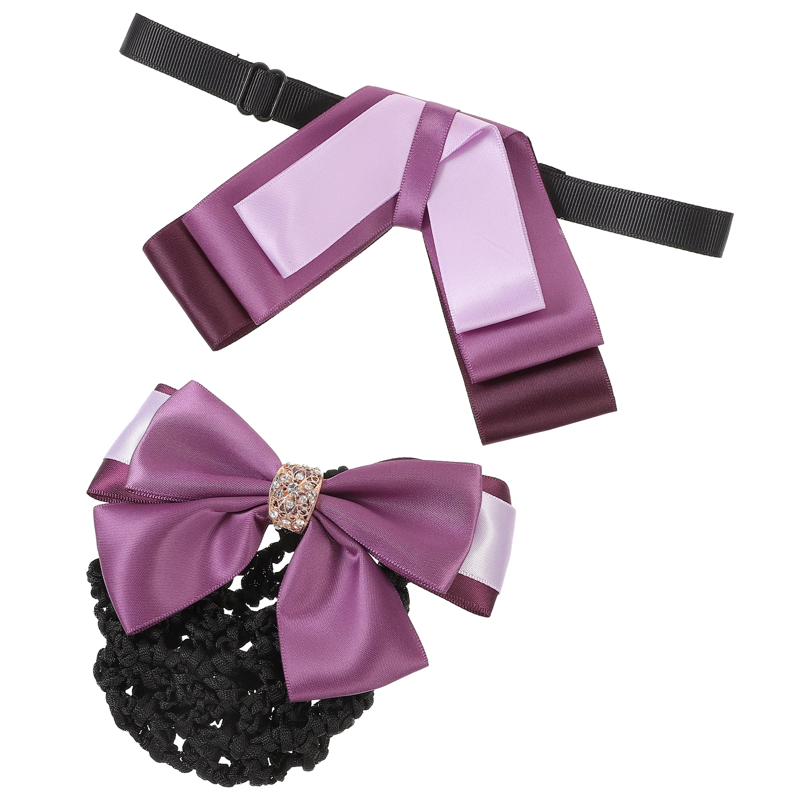 

2Pcs Hair Clips Tie Lightweight Office Flight Attendant Nurse Hotel Bun Hairnets Uniform Necktie Set Women Hair Buns