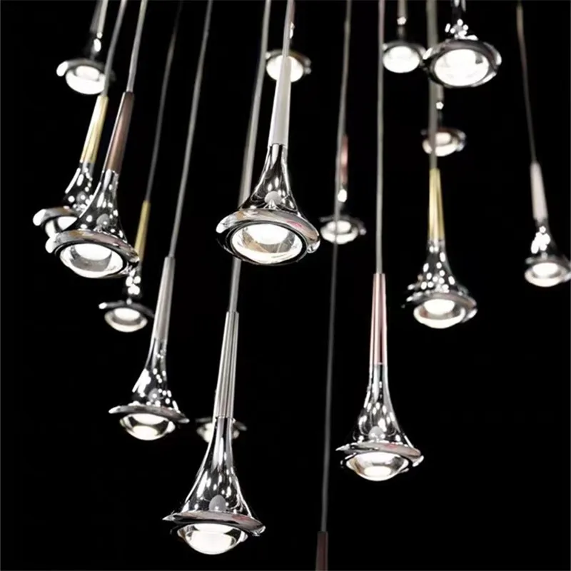 Rain Pendant lamp led danish design sliver light Bedroom Bedside spot light Living Room Kitchen Home Decor staircase light