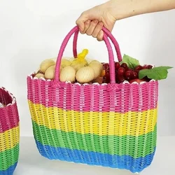 2023 New Woven Tote Bag Family Outdoor Picnic Basket Large Capacity Shopping Beach Travel Handbag Portable Mommy Bag