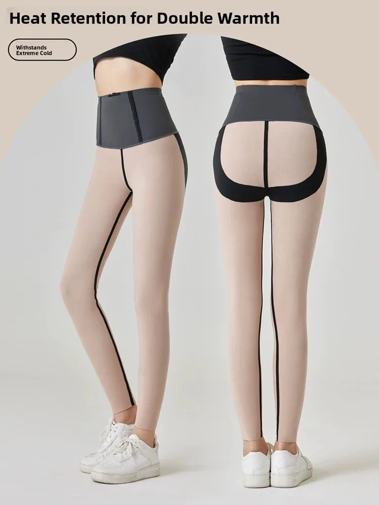 Thiened Fce ハイウエストヨガパンツ秋冬暖かいヒップリフティングアーックスキンパンツ女性のズボン痩身効果