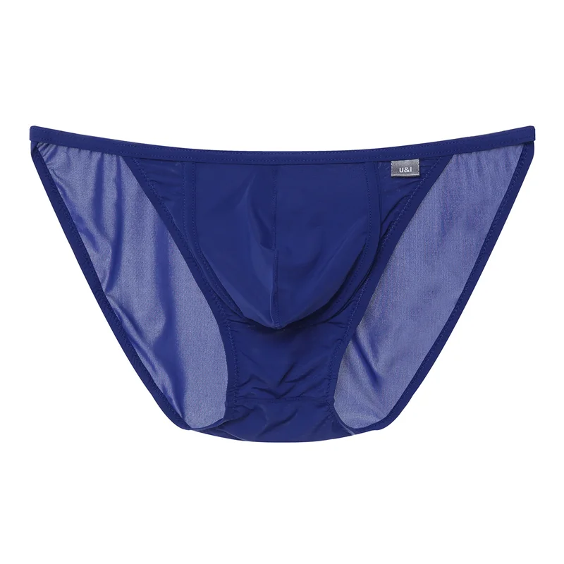 U＆I sexy briefs for men, fashionable and stylish, ultra-thin, micro-transparent nylon low-waisted, concave and convex pouch brie