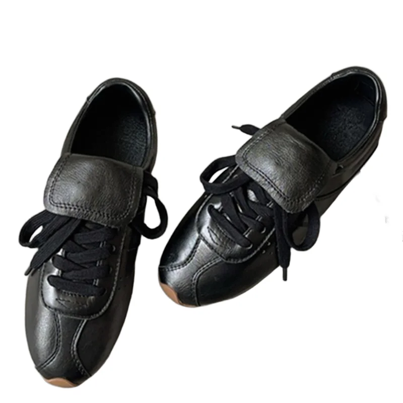 

Withered Minimalist Solid Sneakers Women's Training Shoes Vintage Lightweight Comfortable Tongue Flap Vulcanized Shoes