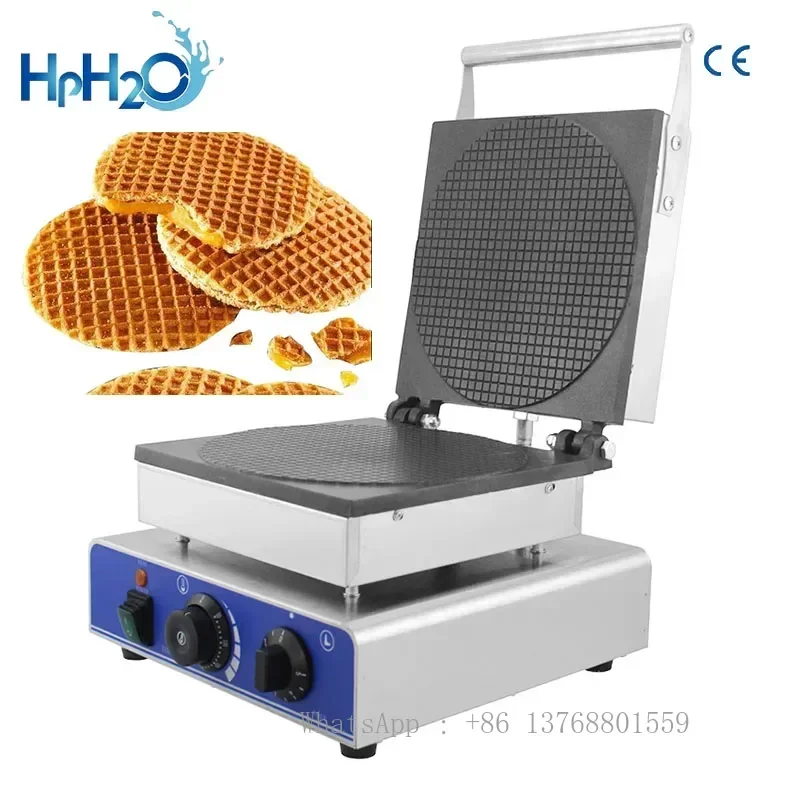 Máquina para hacer gofres Stroopwafel holandés eléctrica comercial, máquina para hacer conos de gofres, placa de hierro para jarabe, máquina para hacer gofres, horno para aperitivos y pasteles