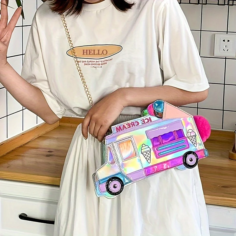 

Cute Girlish Funny Car Shape Shoulder Bag Unique Gradient Color Women Bag Fashion Novelty Female Handbag