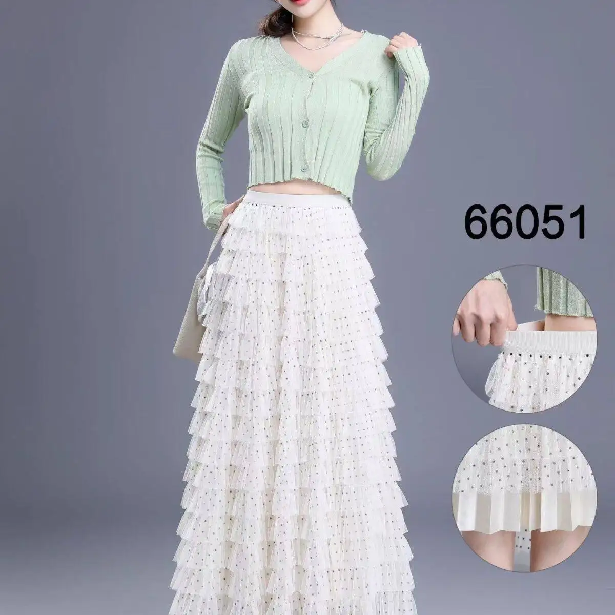 

Long Cake Skirt Style Women's Half-length Polka Dot Tulle Skirt Spring Autumn Slimming Autumn Winter Long Tulle Skirt