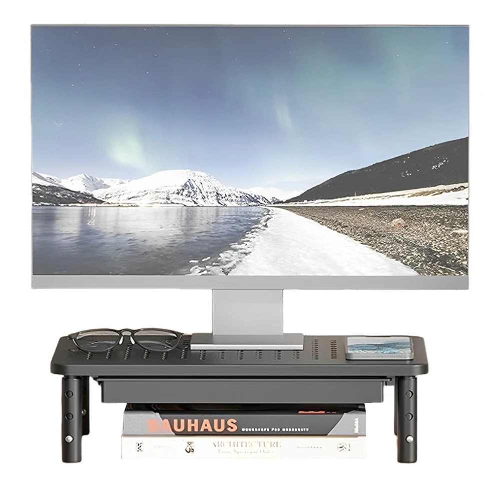 Monitor Stand Riser with Drawer Desk Laptop Stand 3 Height Adjustable Metal Computer Stand for Laptop PC Printer