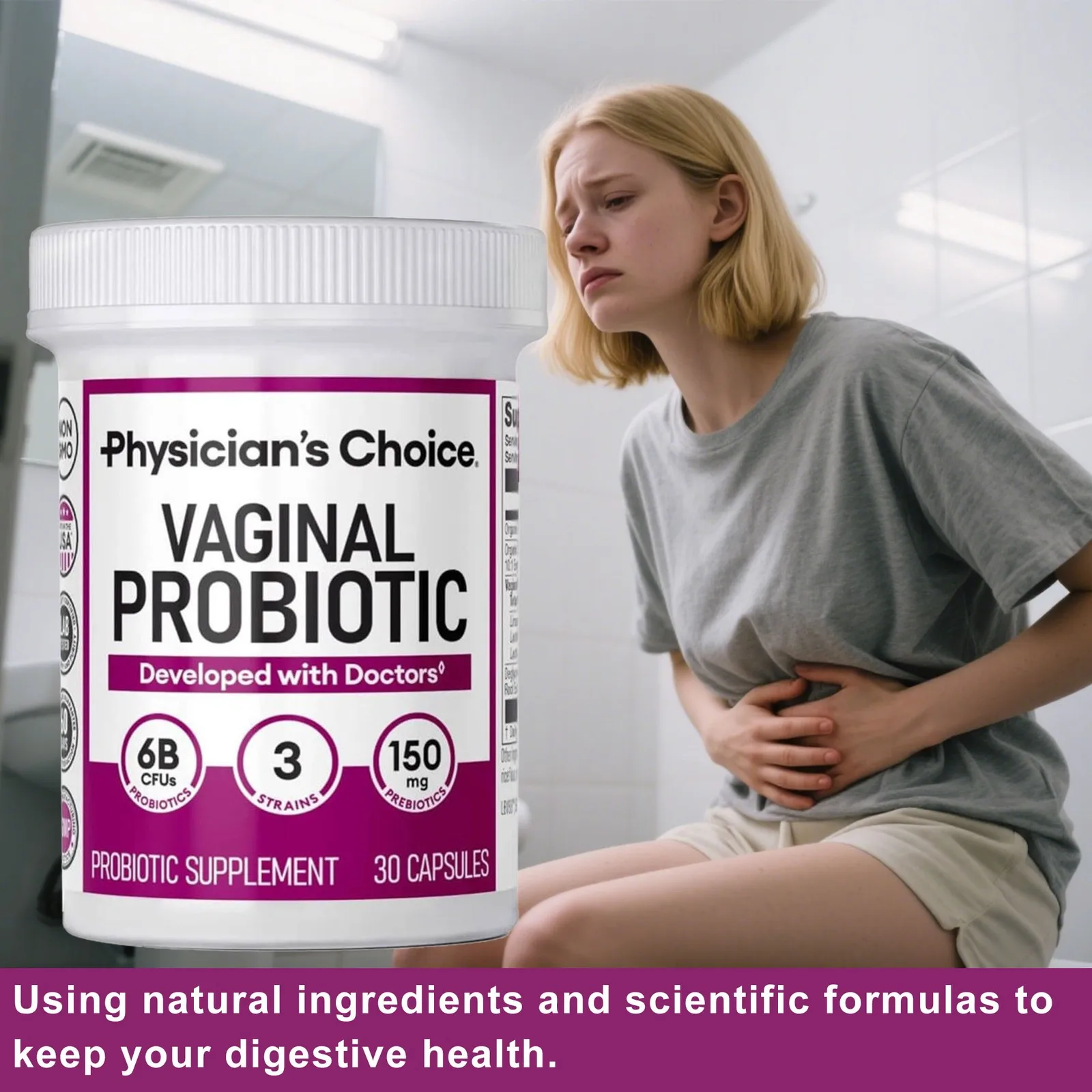 Vaginal Probiotic for Women - Bacteria and Yeast Balance, Improve Immunity, Promotes Digestive Health