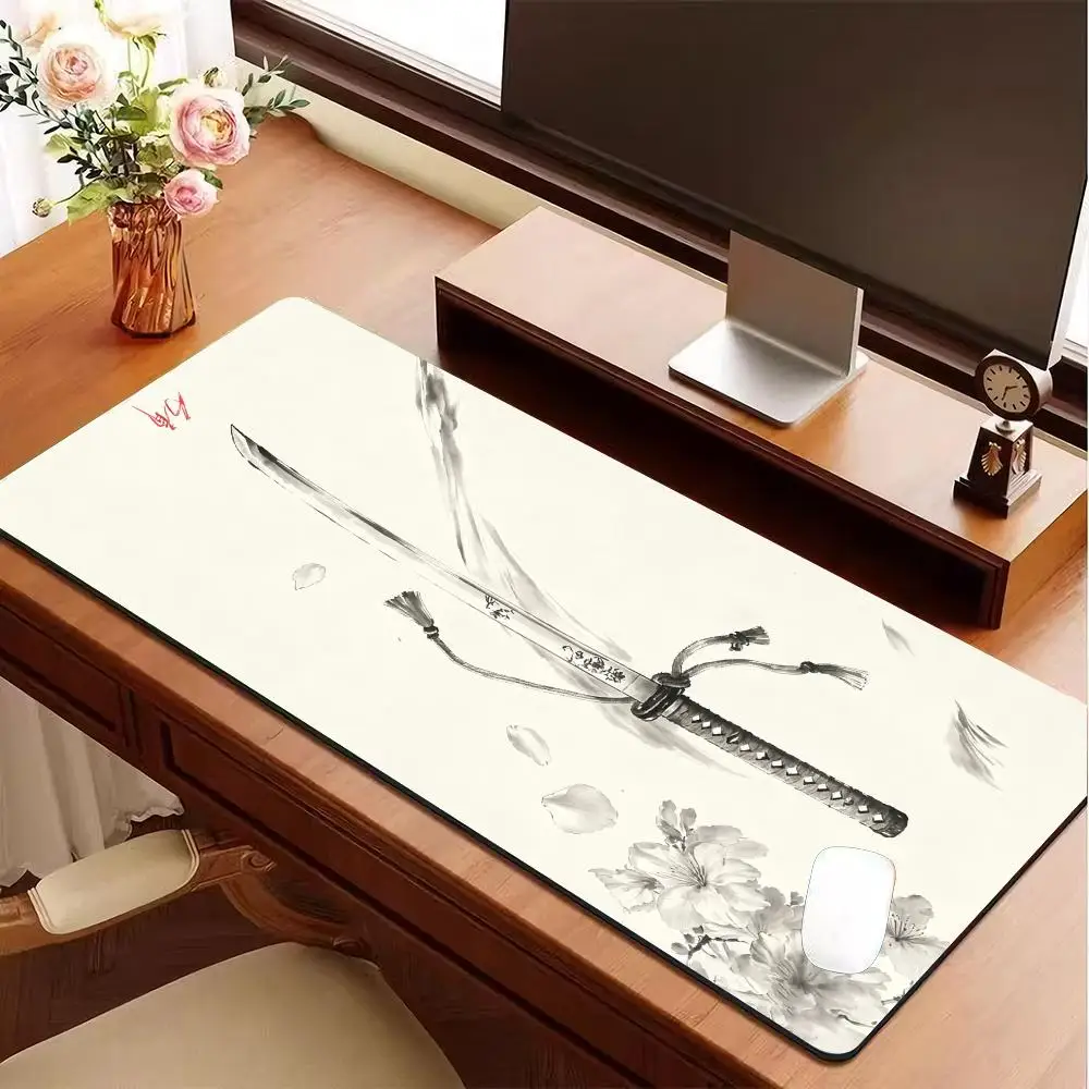 

Японский коврик для мыши Katana, большой, для компьютера, офиса, игр, новый, XXL, резиновый, противоскользящий, для игровой клавиатуры и мыши, длинный настольный коврик