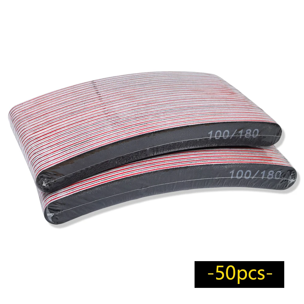 50 stücke Nagel Dateien 100/180 Grit Nagel Dateien Doppel Seite Schleifpapier Nagel Schleifen Schleifen Gel Nagellack Nagel Liefert maniküre Werkzeug