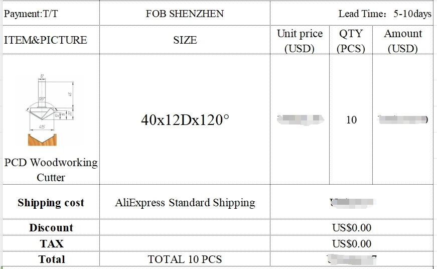 Chowmaster PCD woodworking router bits 40X12DX120° diamond V type grooving milling cutter for wood MDF