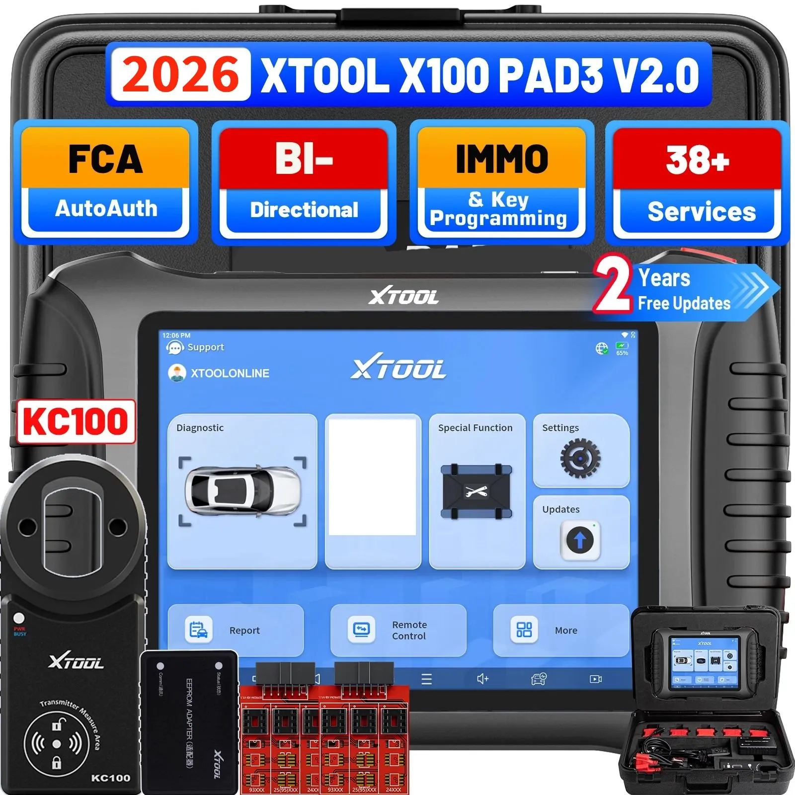XTOOL X100 PAD3 Car Diagnostic Tools Auto Key Programmer All Key Lost Add Keys FCA ECU Coding OBD2 Car Diagnostic Tool