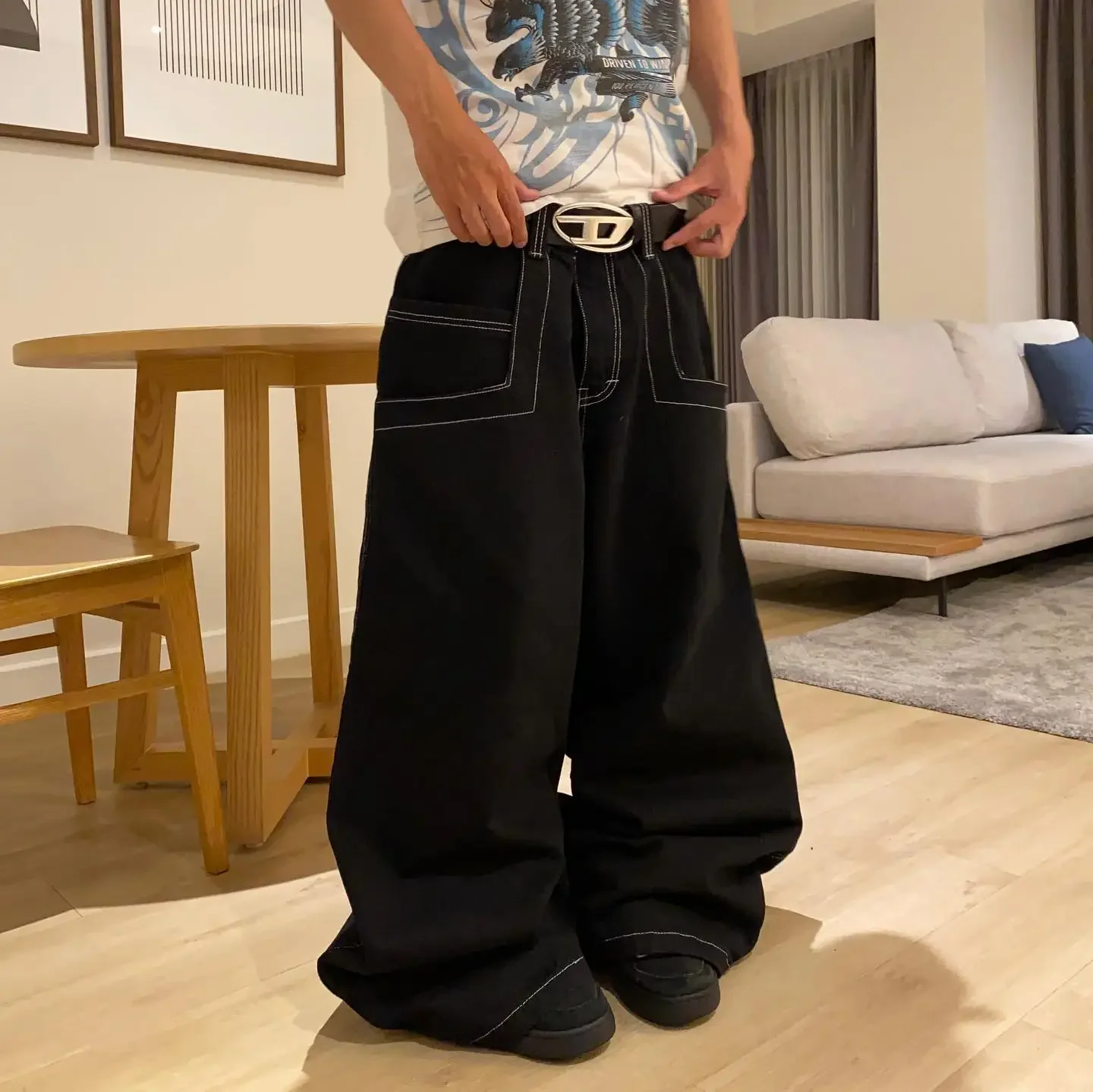 Wexwear Trendy Brand Y2K New Vintage Baggy Jeans short pants Men Harajuku Punk Hip Hop High Waist Jeans Streetwear Cargo Pants