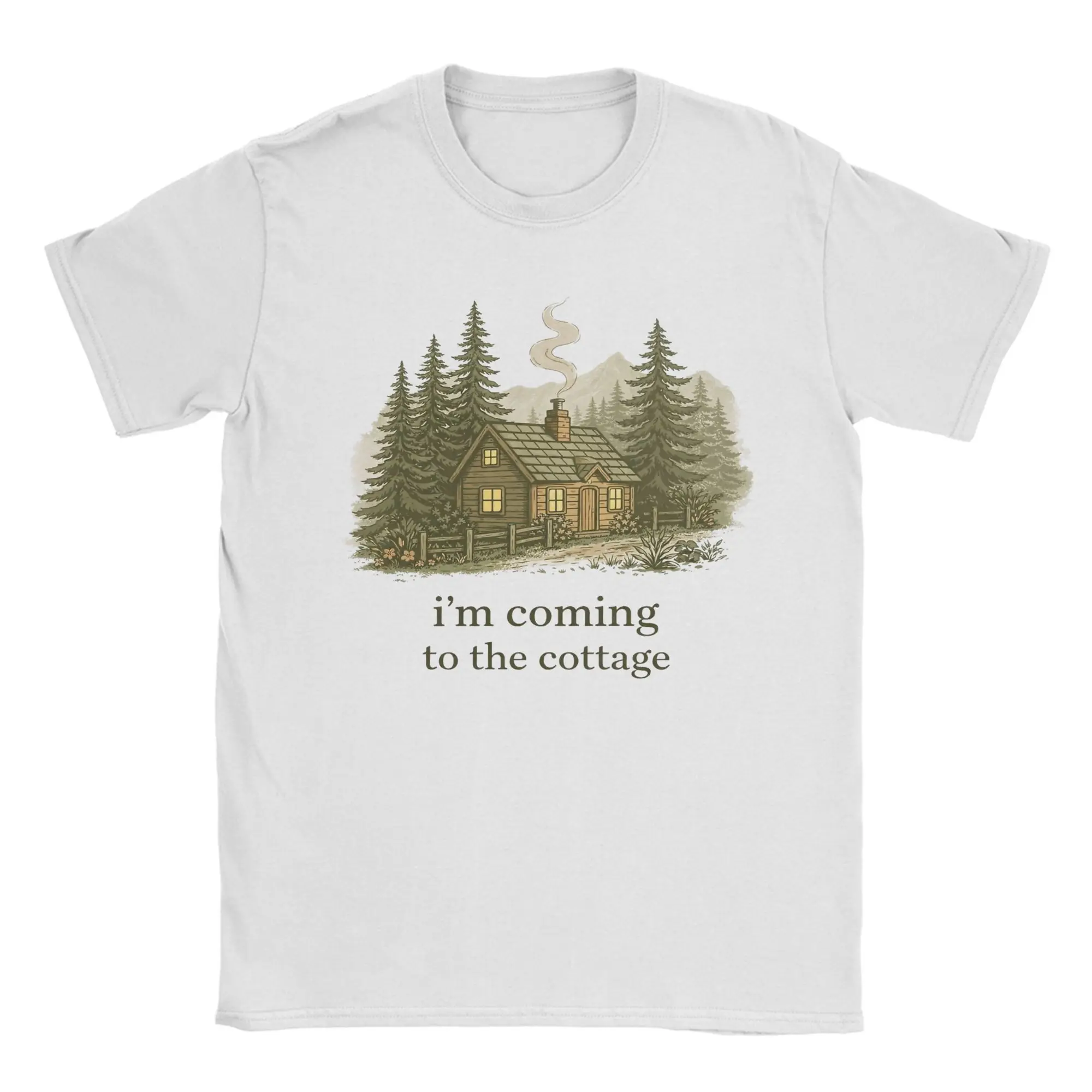 

Футболка Im Coming To The Cottage Cozy Minimal, летняя, из чистого хлопка, для мужчин, повседневная, с коротким рукавом, винтажный стиль