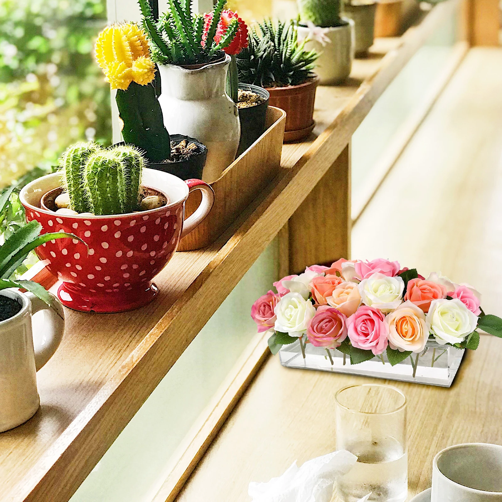 

Desktop Acrylic Vase Delicate Flower Container for Tabletop Mantel Office Decor Floral Arrangement Centerpiece Dried Flowers