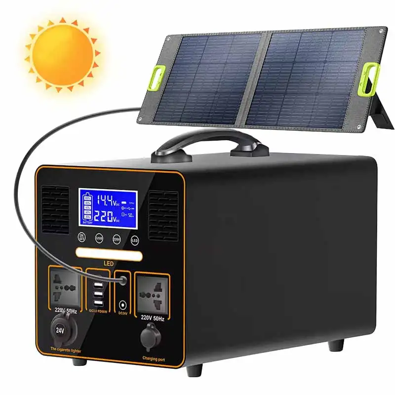 Portable 1000W/1200W Solar Panel Power Station MPPT Rechargeable Energy Generator Outdoor Camping Emergency Supply Car