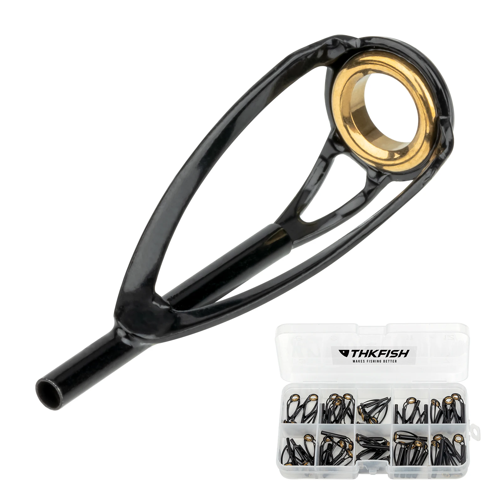 Kit de réparation de pointe de canne à pêche, anneau en céramique en acier inoxydable, pointes supérieures, ensemble de remplacement, le plus récent, 1.2-3.2mm, 50 pièces