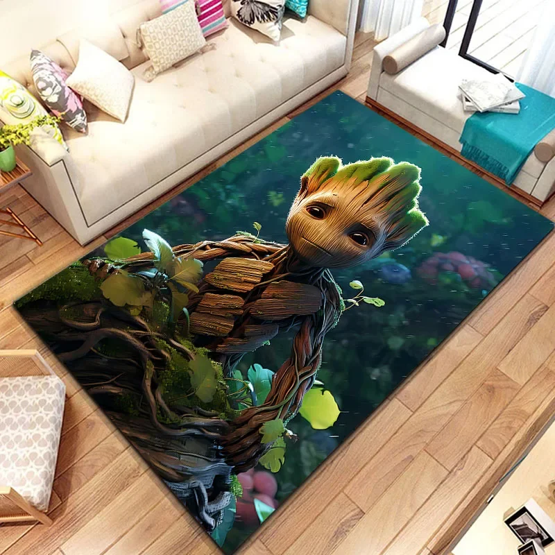 15 Sizes Marvel Superhero Groot Little Tree Man Carpet for Living Room Home Decor Large Area Rug Bedroom Floor Rug Non-slip Mat