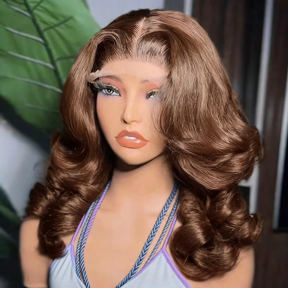 

100% Natural Human Hair Bob Cut Wig 250% Glueless Ready To Wear Brazil Body Wave Lace Front 13X6 Hd Brown Bob Wig Brazilian
