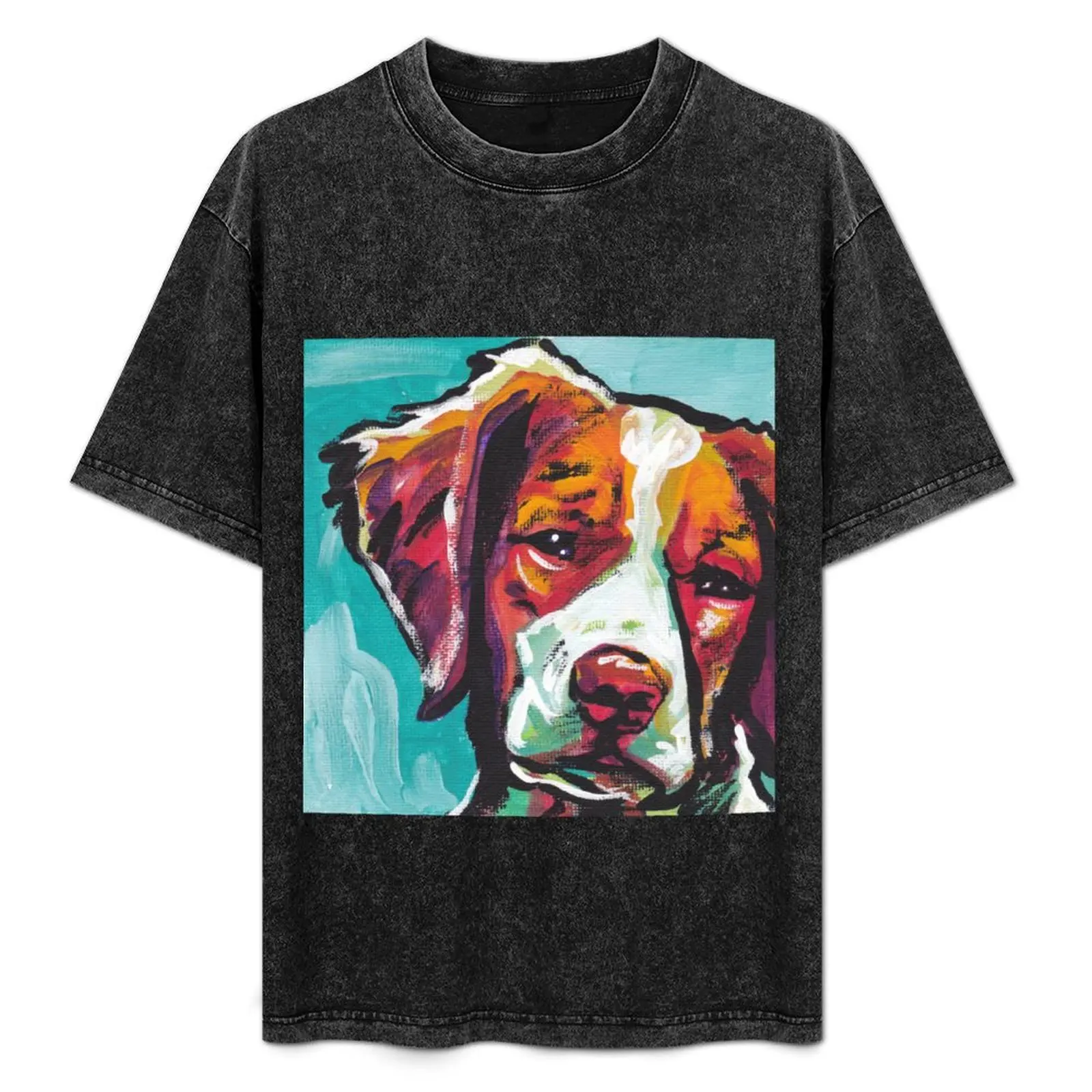 

Brittany Spaniel Bright colorful pop dog art T-Shirt anime quick-drying quick drying plain black t shirts men