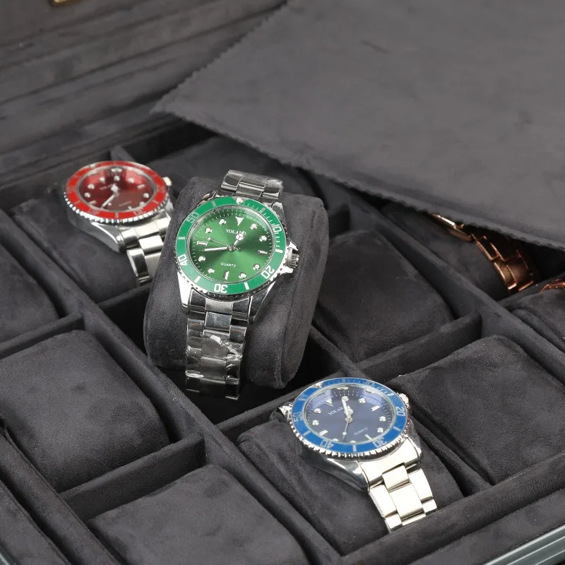 Aluminum Luxury Watch Box Large Metal Watch Box Organizer Storage Bag with Lock 18 Grid Suitcase Travel Case Display Box Gift image 6