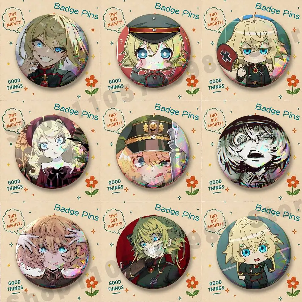 Anime Tanya Icons Cute Round Pins Cartoon Brooches Stylish Ornament Badge for Backpack Accessorys Gifts