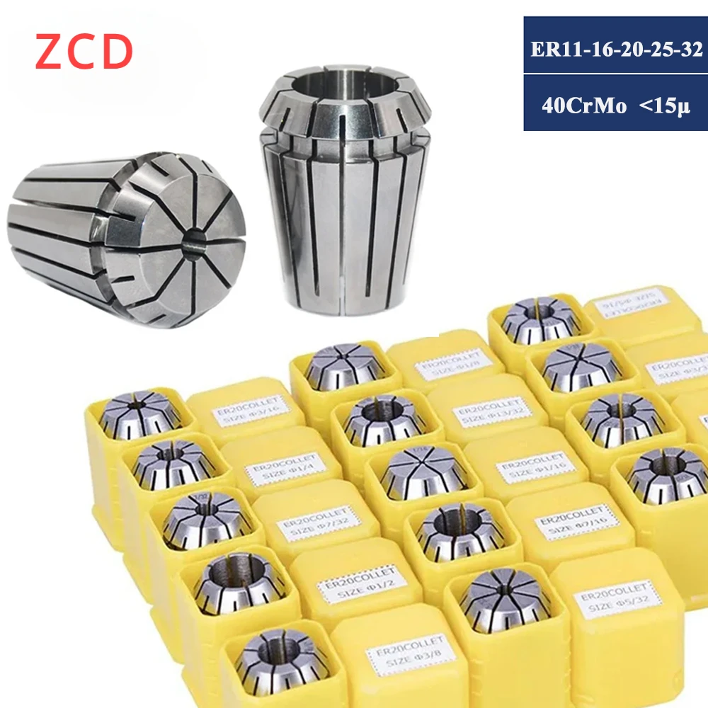 

ER11 ER16 ER20 ER25 ER32 ER40 Set ER Spring Collet Chuck 0.015mm for CNC Milling Tool Holder Engraving Machine Lathe ER Collect