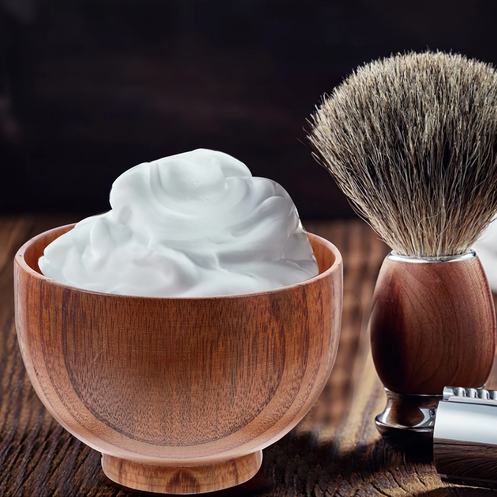 كوب صابون الحلاقة الخشبي الفاخر للعناية بالوجه للرجال، متين وخفيف الوزن وصديق للبيئة، وعاء صابون الحلاقة الخشبي