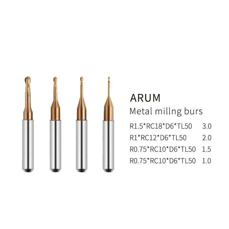 

1PC Dental Lab ARUM Metal Milling Burs Carbide Burs Cutters Dental Tools CADCAM Grinders Shank 6MM