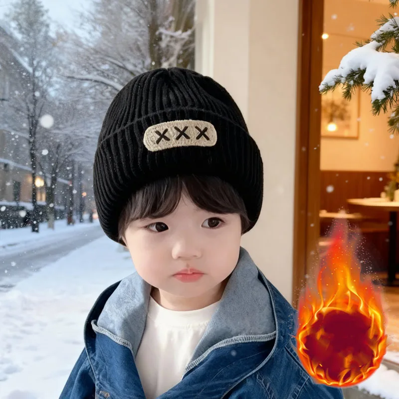 

Вязаная шерстяная шапка в корейском стиле для детей, теплая зимняя шапка унисекс, шапка с напуском для малышей, идеальный рождественский подарок