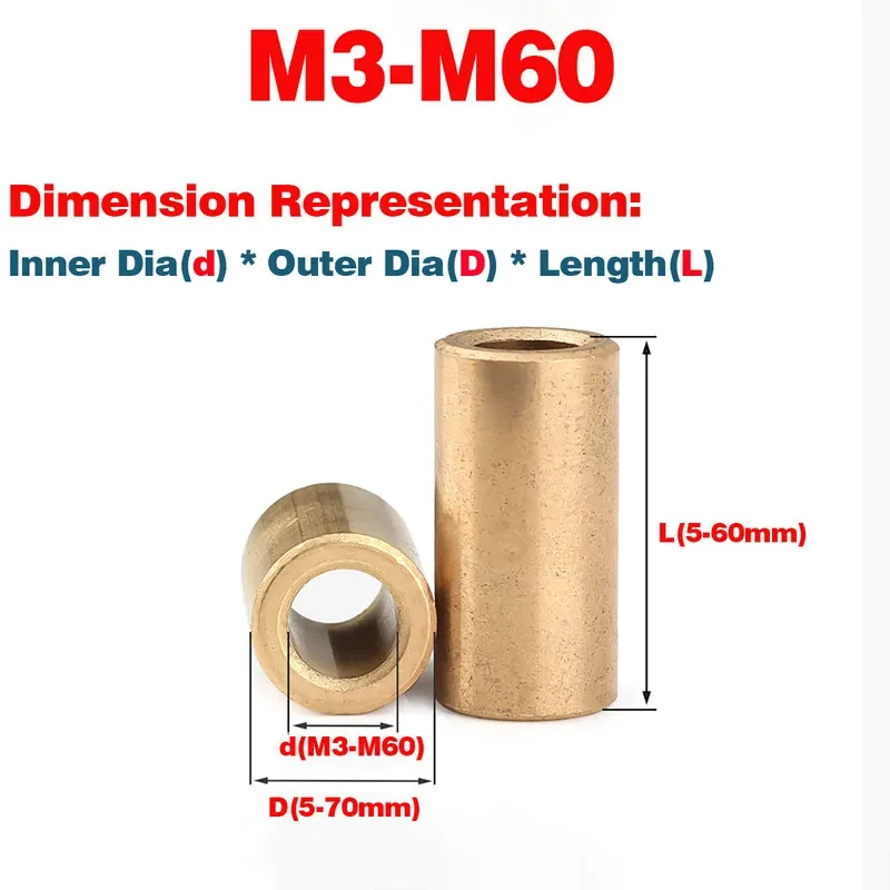 Self-Lubricating Oil-Embedded Bronze Bushing | Powder Metallurgy Copper Sleeve Bearing | M3 to M60 | High Wear Resistance