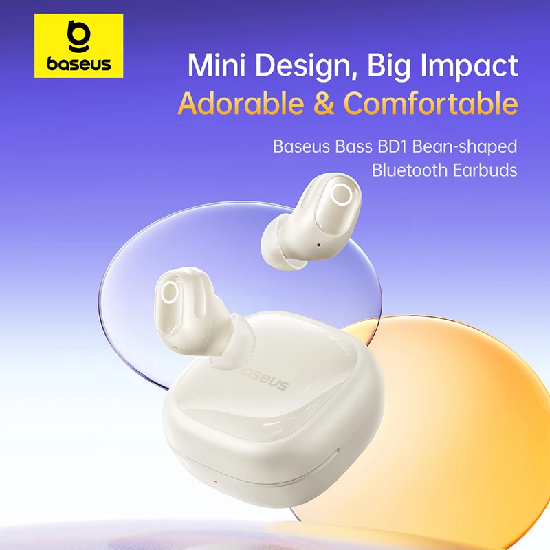 Baseus Bass BD1 Wireless Earbuds Bluetooth 5.4 Earphones Mini and Comfortable wear, Super Bass IP55 Waterproof 0.06s Low-Latency