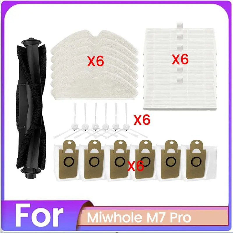 New Arrivals-For Miwhole M7 Pro Robot Vacuum Cleaner Brush Dust Bag Filter And Mop Cloth Replacement Spare Part Accessories