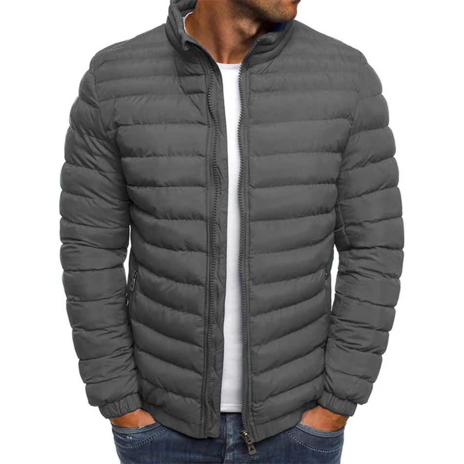 Men Jacket Cotton-padded Jacket Lingge Stitched 7 Colors Thickened Collar Cotton-padded Jacket Autumn Warm Cotton-padded Jacket