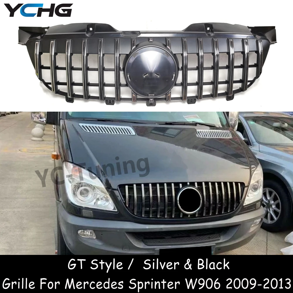 

W906 GT Style Black / Silver Front Bumper Grilles For Mercedes Benz Sprinter W906 Pre-facelift Racing Grille 2009-2013