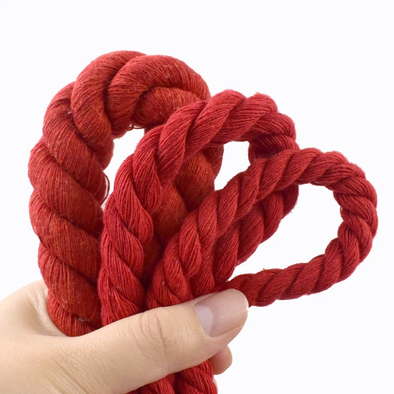 5/10M 5-20mm Red 3 Shares Twisted Cotton Cords for Sewing Baskets Bag Woven Cord Knapsack Braided Rope DIY Clothes Accessories view 5
