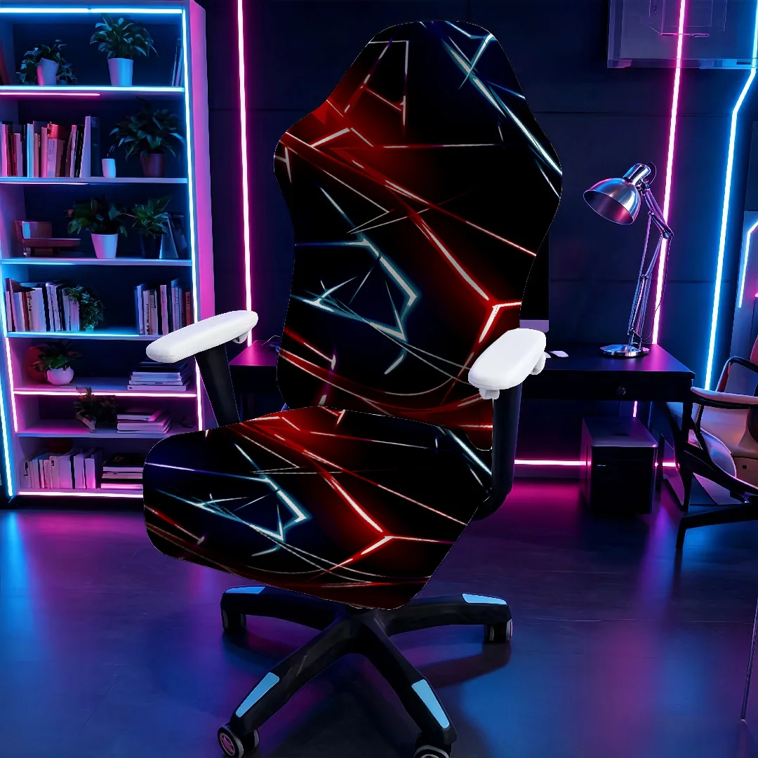 High Stretch Gaming Chair Cover, Washable Anti-slip Universal Fit, Neon Light Streak Print Office Home