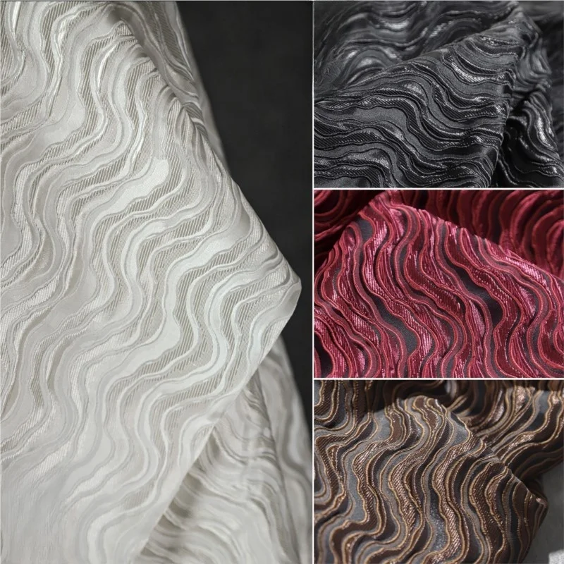 

Embossed wavy pattern textured jacquard fabric concave and convex three-dimensional outer skirt garment designer fabric