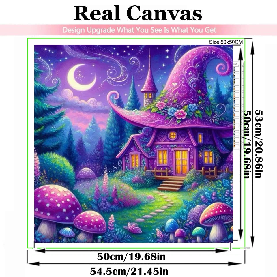 5D DIY Jewels Diamond Painting Mosaic Elf House Full Drills Diamond Embroidery Beautiful Mushroom Castle Landscape Pictures