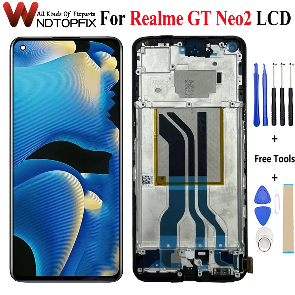 

6.62" For Realme GT Neo 2 LCD Display Touch Screen Digitizer Panel For Realme GT Neo2 RMX3370 LCD With Frame Replacement Parts