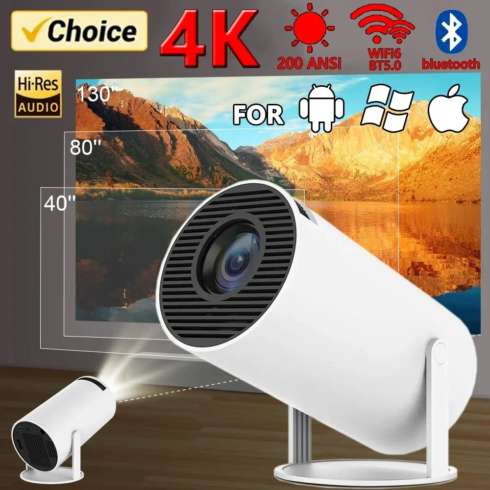 2024 New 4K Android 11 Dual Wifi6 200 ANSI Allwinner H713 BT5.0 1080P 1280*720P Home Cinema Outdoor portable Projetor