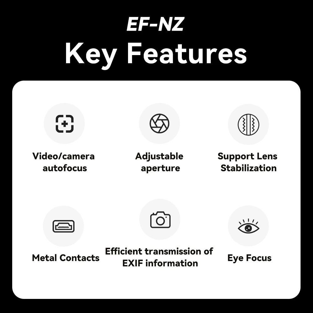 7artisans 7 artisans EF-NZ Auto Focus Lens Adapter Ring Compatible for Canon EF/EF-S Lens and NIKON Z ZFC mount Camera