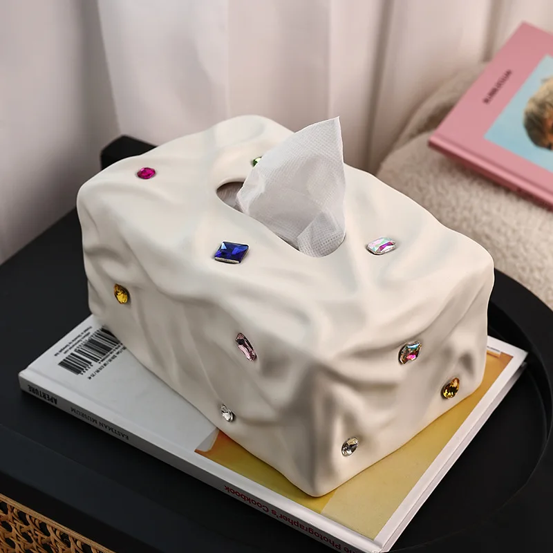 

Light Luxury Ceramic Tissue Box Creative Tissue Box Living Room Coffee Table Nordic Paper Tissue Box Decoration