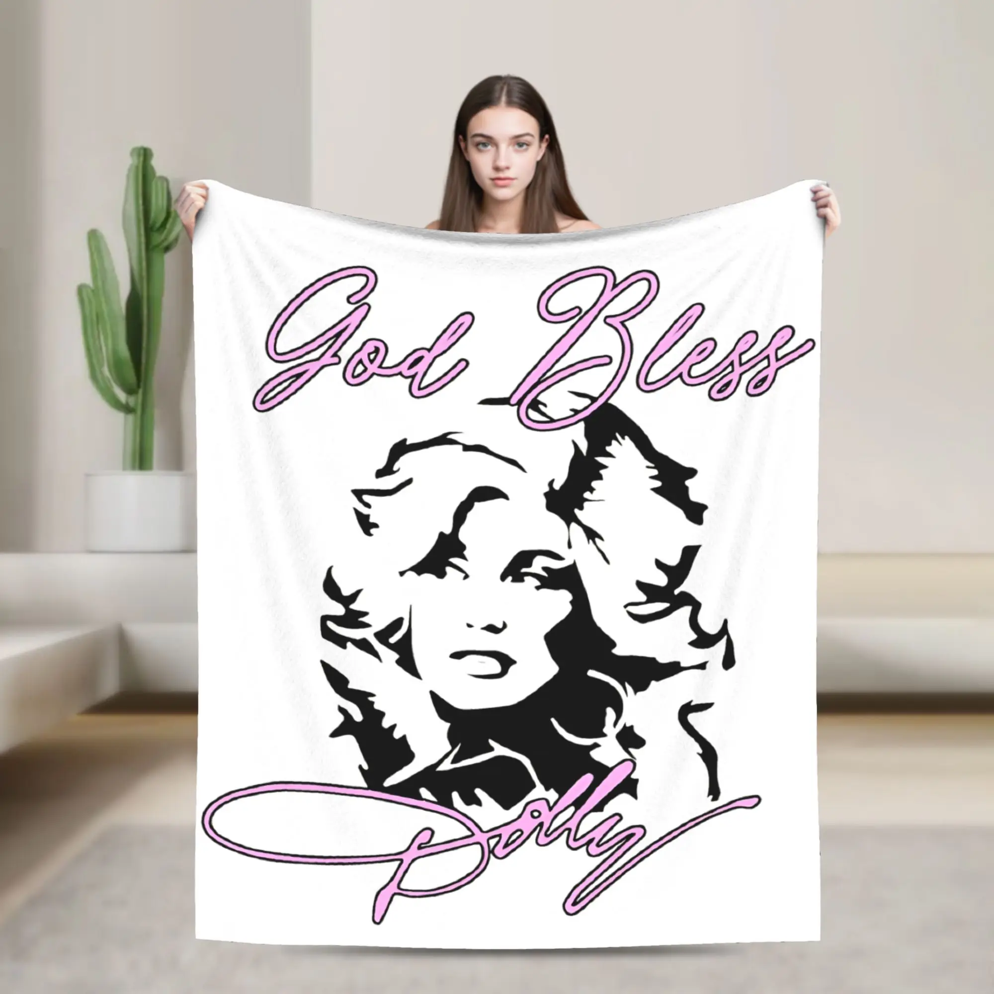 God Bless Dolly Parton Art Blanket Flannel All Season  Portable Super Warm Throw Blankets for Home Couch Plush Thin Quilt