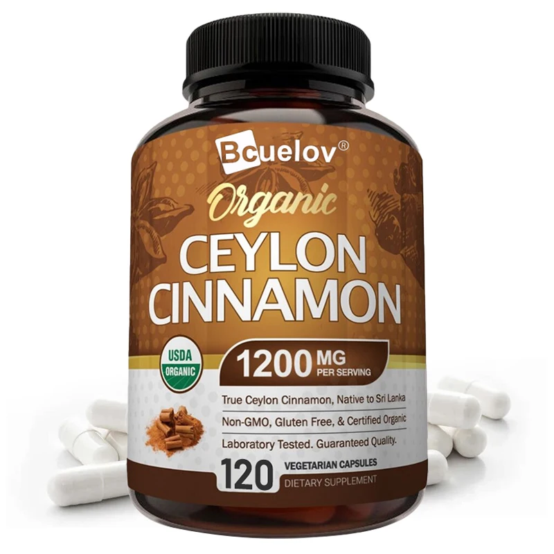 

Organic Ceylon Cinnamon Capsules - 1200mg Per Serving - Joints Healthy, Antioxidant Supports