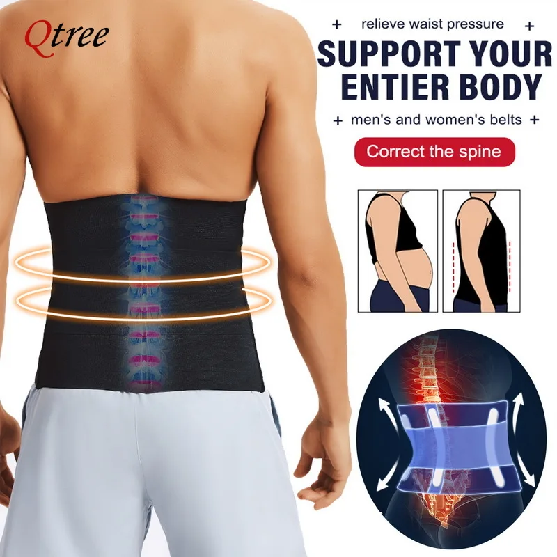 Qtree Slimming Hooks Waist Trainer Belt Men Body Shaper Trimmer Weight Loss Corset Fitness Sauna Sweat Belly Fat Burner Strap