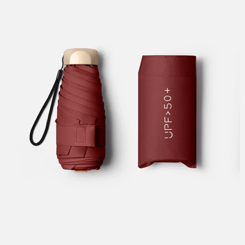 Ultra Light Portable Compact Travel Pocket Umbrellas 5 Folding Phone Size Small Best Mini Umbrella for Rain and Sun