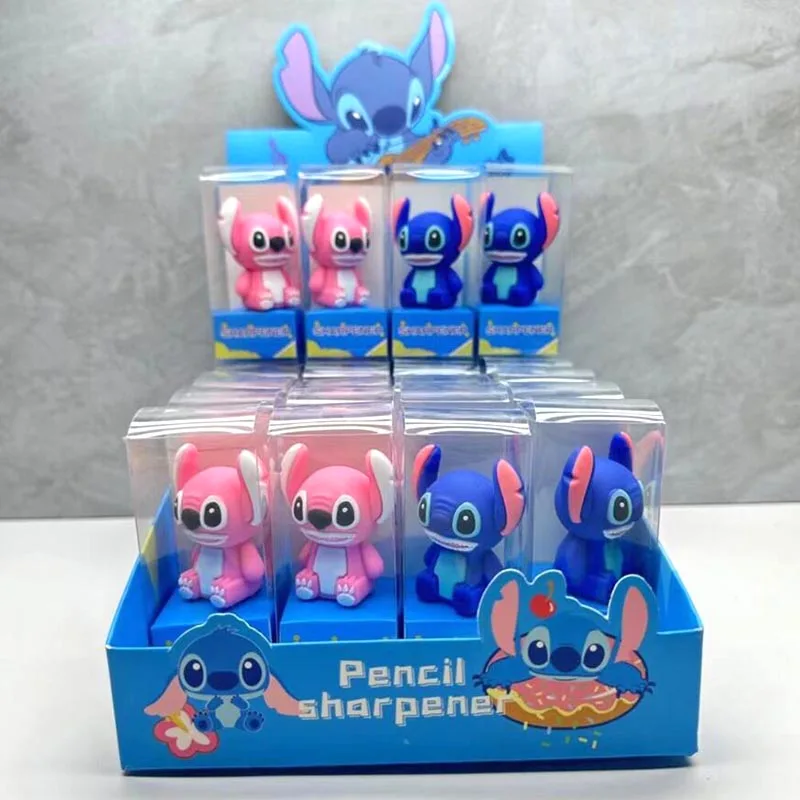 

24pcs/lot Disney Kawaii Stitch Eraser Cute Writing Drawing Pencil Sharpener Stationery For Kids Gifts School Supplies